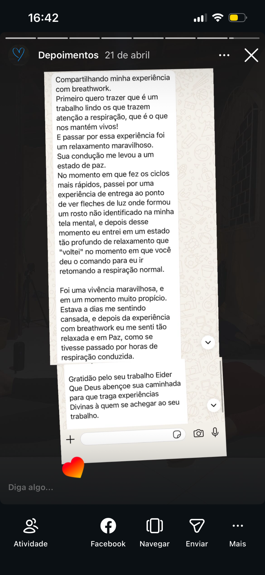 Depoimento 1 sobre o trabalho de Eider Stein